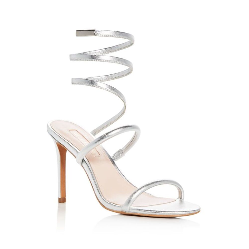 AVEC LES FILLES Womens Silver Joia Toe Stiletto Slip On Sandals Shoes 9.5 M